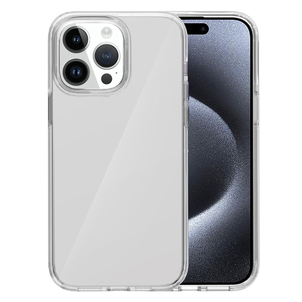 AMORUS For iPhone 15 Pro Case Soft TPU Hard PC Back Shockproof Phone Cover - Clear White