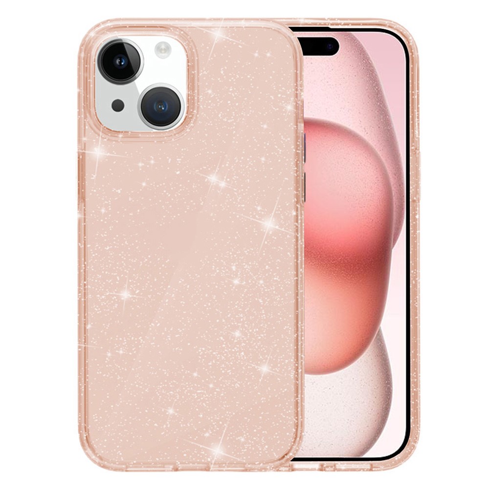AMORUS For iPhone 15 Case Soft TPU Hard PC Back Shockproof Phone Cover - Glitter Gold