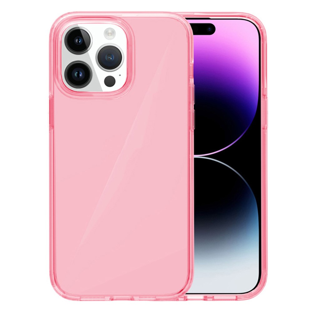 AMORUS For iPhone 14 Pro Max Case Soft TPU Hard PC Back Shockproof Phone Cover - Clear Pink