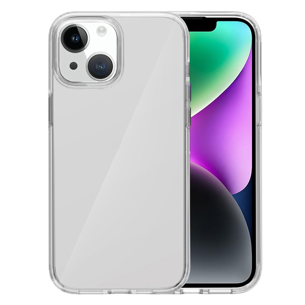 AMORUS For iPhone 15 Plus / 14 Plus Case Soft TPU Hard PC Back Shockproof Phone Cover - Clear White