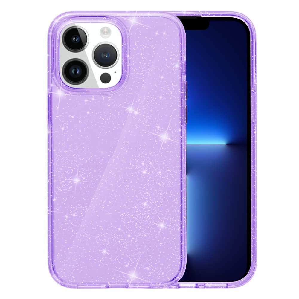 AMORUS For iPhone 13 Pro Max Case Soft TPU Hard PC Back Shockproof Phone Cover - Glitter Purple
