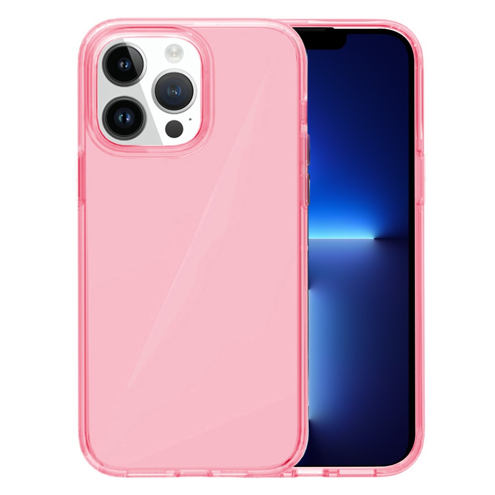 AMORUS For iPhone 13 Pro Max Case Soft TPU Hard PC Back Shockproof Phone Cover - Clear Pink