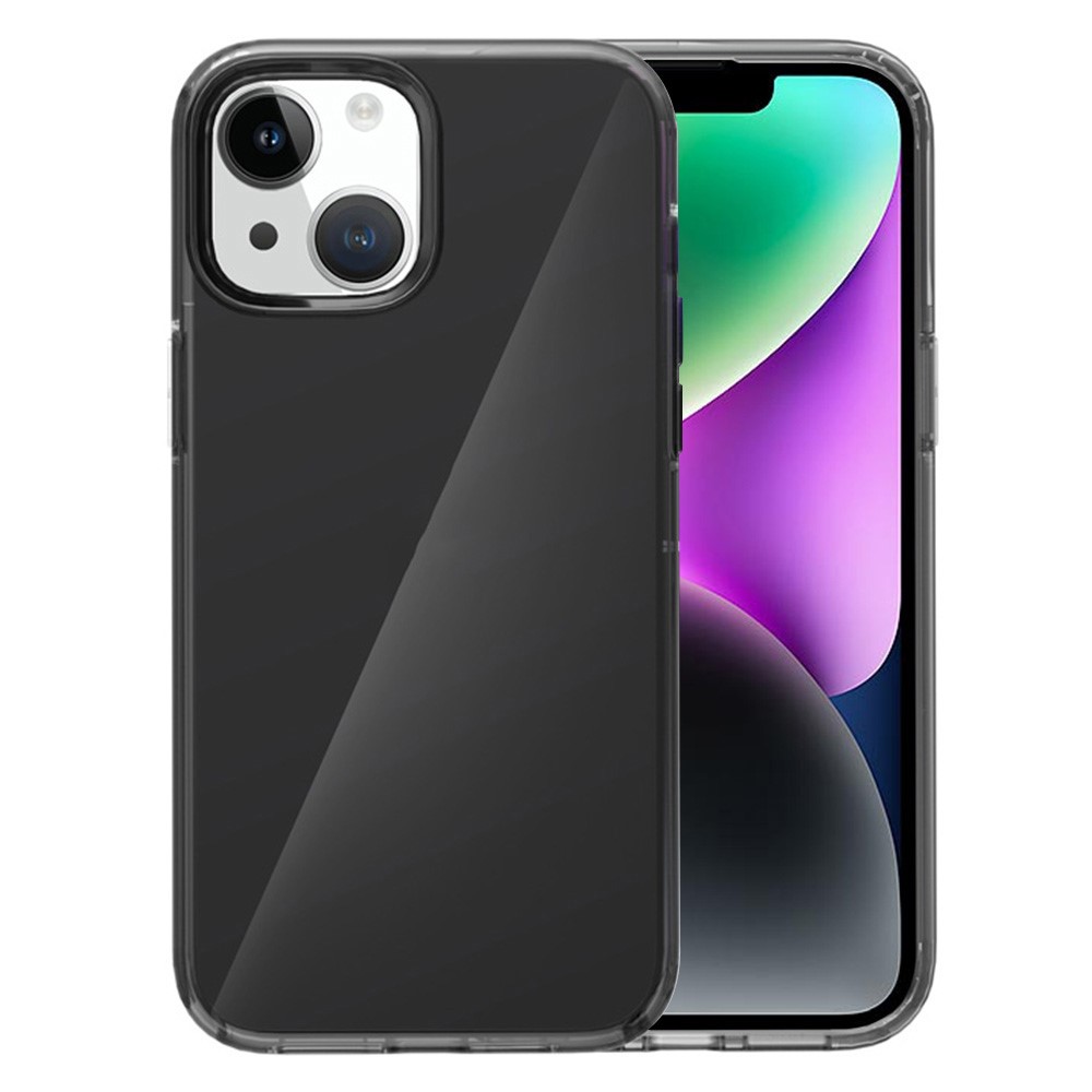 AMORUS For iPhone 14 / 13 Case Soft TPU Hard PC Back Shockproof Phone Cover - Clear Black