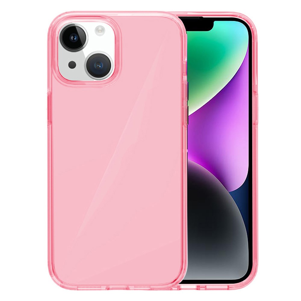 AMORUS For iPhone 14 / 13 Case Soft TPU Hard PC Back Shockproof Phone Cover - Clear Pink