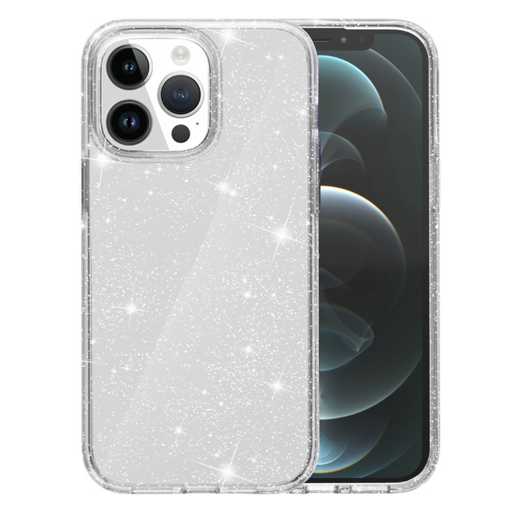AMORUS For iPhone 12 Pro / 12 Case Soft TPU Hard PC Back Shockproof Phone Cover - Glitter White