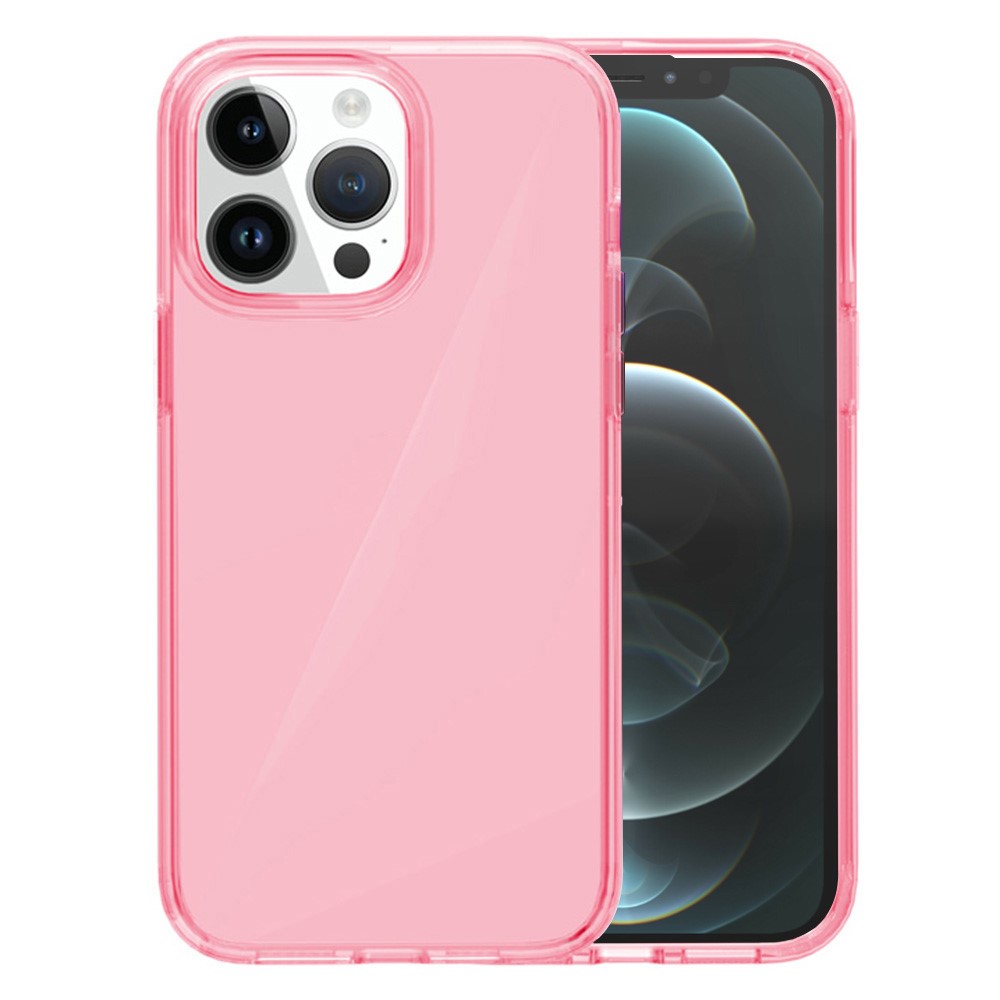 AMORUS For iPhone 12 Pro / 12 Case Soft TPU Hard PC Back Shockproof Phone Cover - Clear Pink