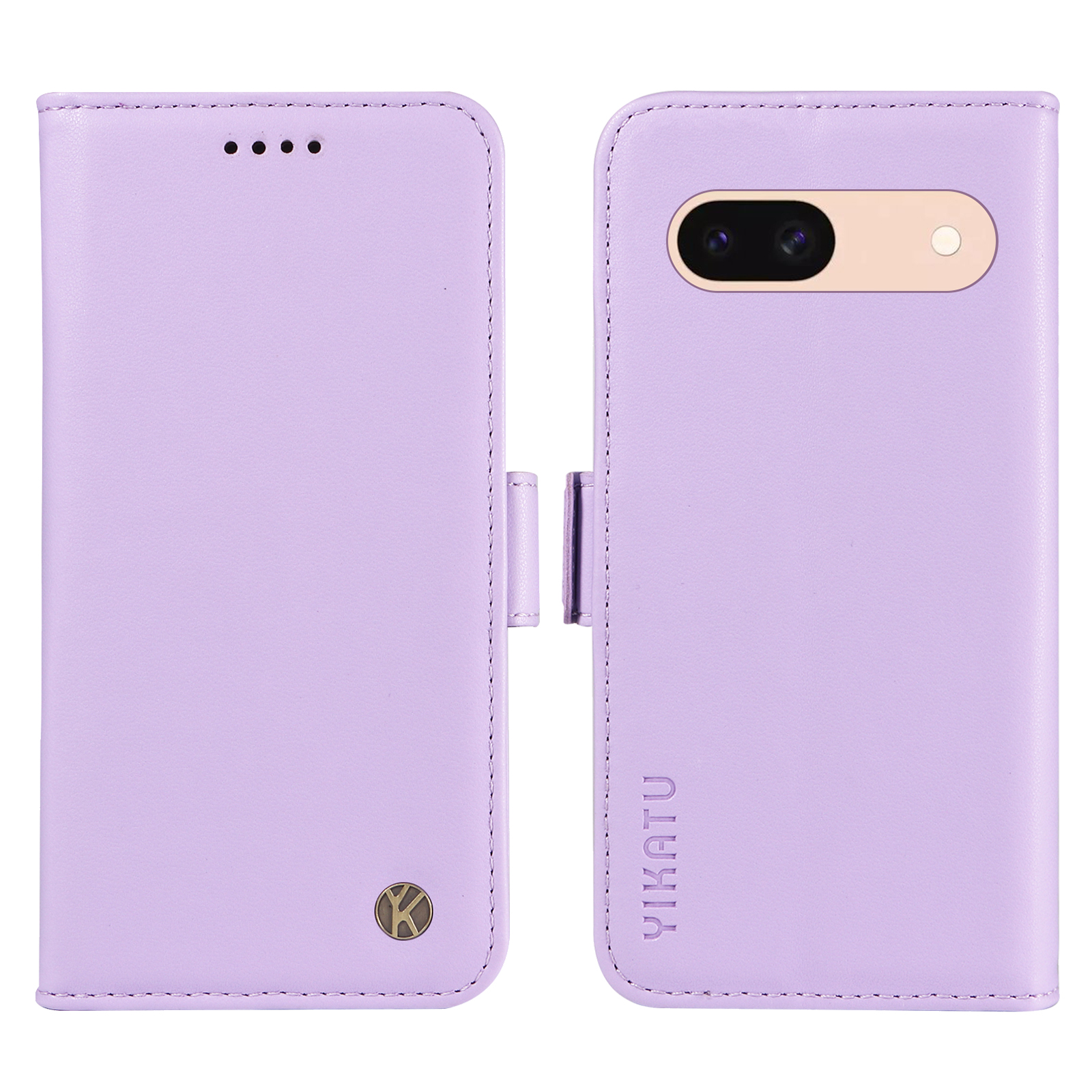 For Google Pixel 8a Wallet Phone Case YIKATU YK-003 Leather Stand Cover -  Light Purple