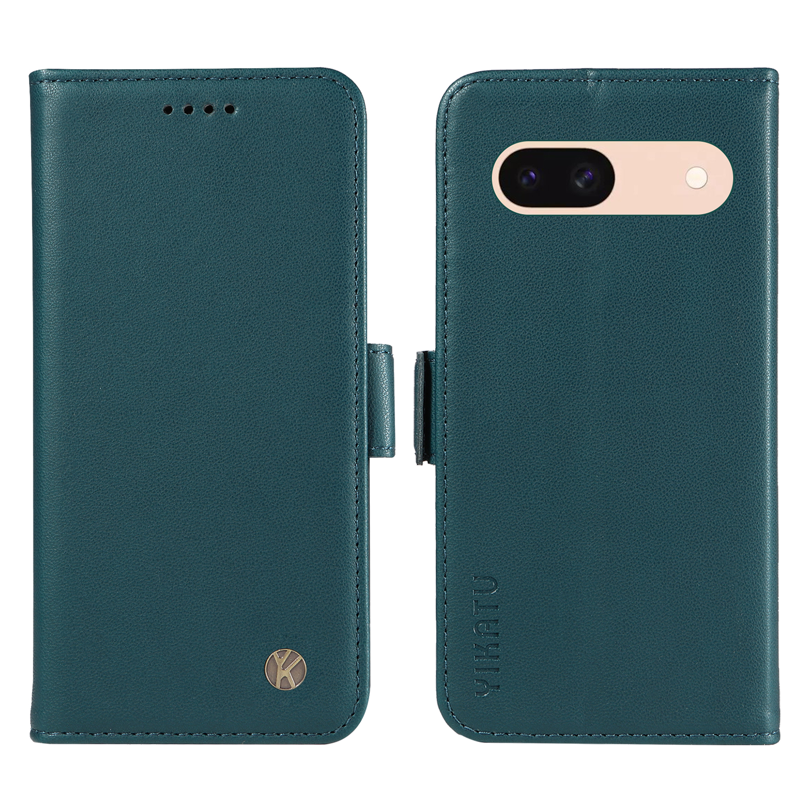 For Google Pixel 8a Wallet Phone Case YIKATU YK-003 Leather Stand Cover - Green