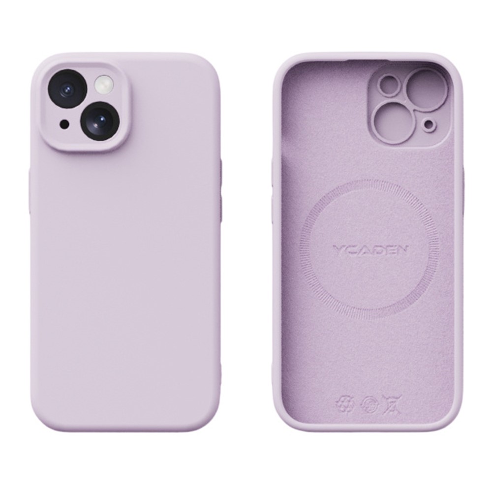 YCADEN For iPhone 15 Case Compatible with MagSafe Precise Cutouts TPU Phone Back Cover - Morandi Purple