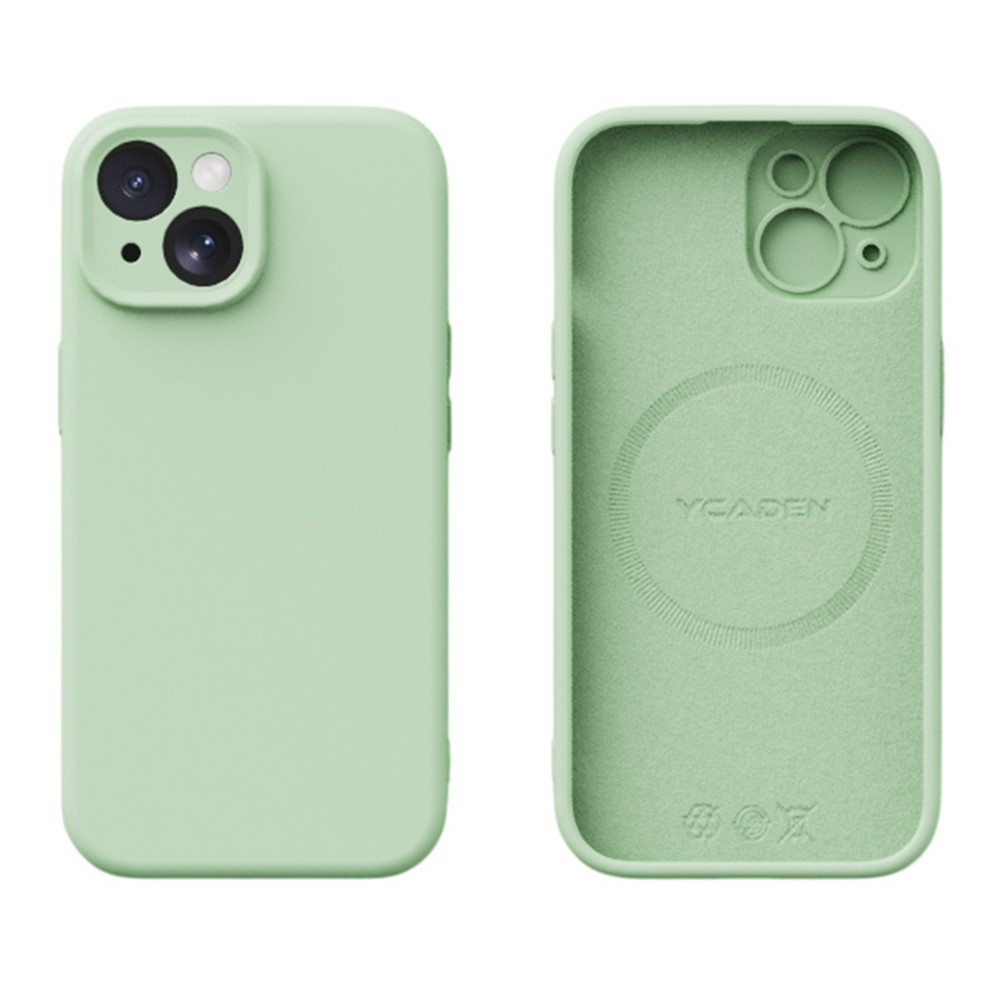 YCADEN For iPhone 15 Case Compatible with MagSafe Precise Cutouts TPU Phone Back Cover - Grass Green