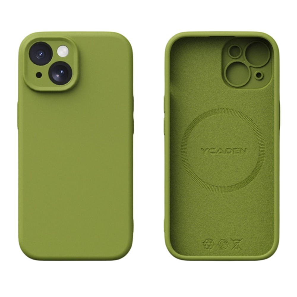 YCADEN For iPhone 15 Case Compatible with MagSafe Precise Cutouts TPU Phone Back Cover - Bean Green