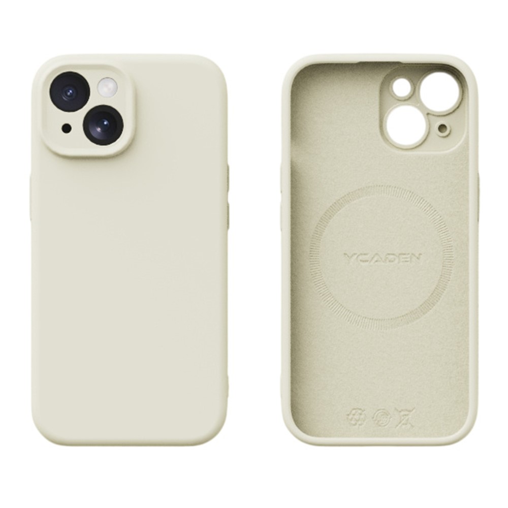 YCADEN For iPhone 15 Case Compatible with MagSafe Precise Cutouts TPU Phone Back Cover - Antique White