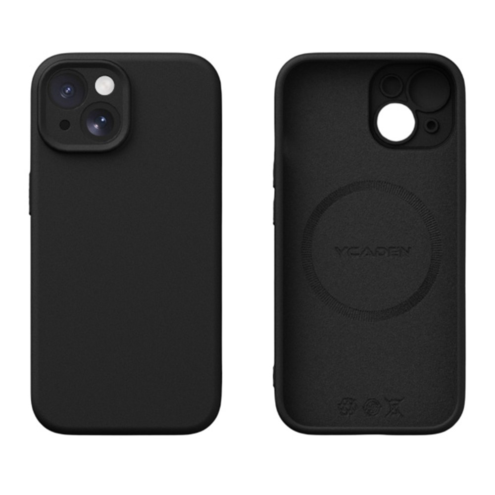 YCADEN For iPhone 15 Case Compatible with MagSafe Precise Cutouts TPU Phone Back Cover - Black