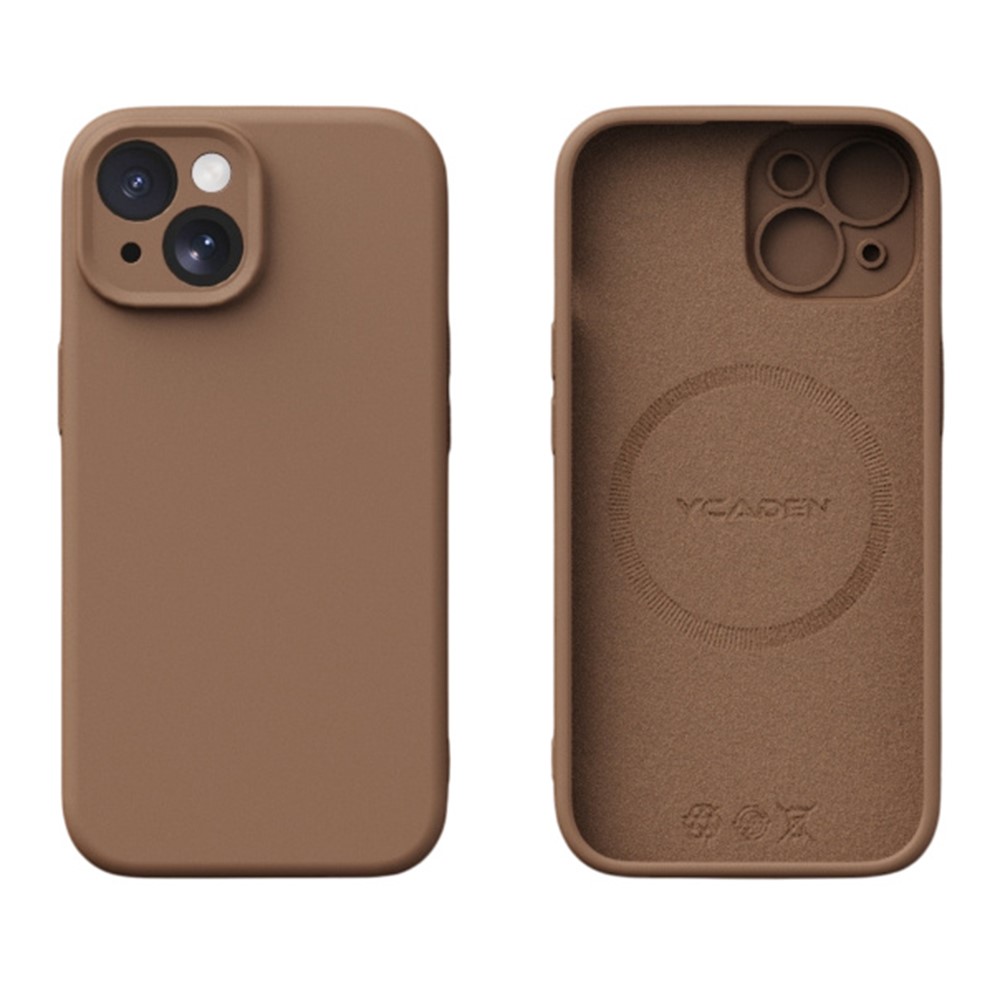 YCADEN For iPhone 15 Case Compatible with MagSafe Precise Cutouts TPU Phone Back Cover - Khaki