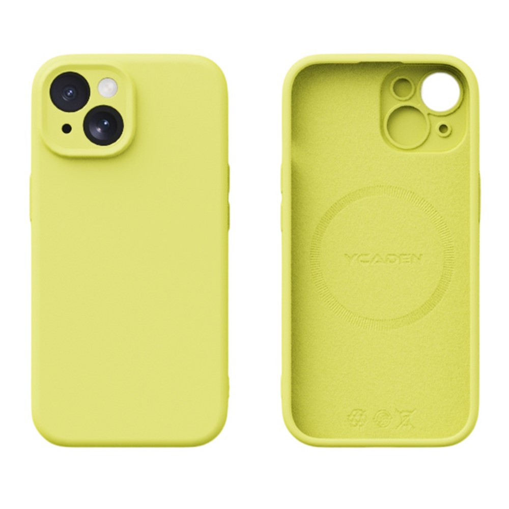 YCADEN For iPhone 15 Case Compatible with MagSafe Precise Cutouts TPU Phone Back Cover - Pear Yellow