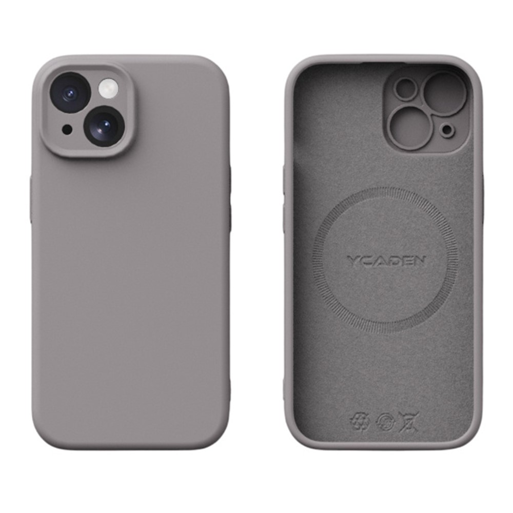 YCADEN For iPhone 15 Case Compatible with MagSafe Precise Cutouts TPU Phone Back Cover - Pebble Grey