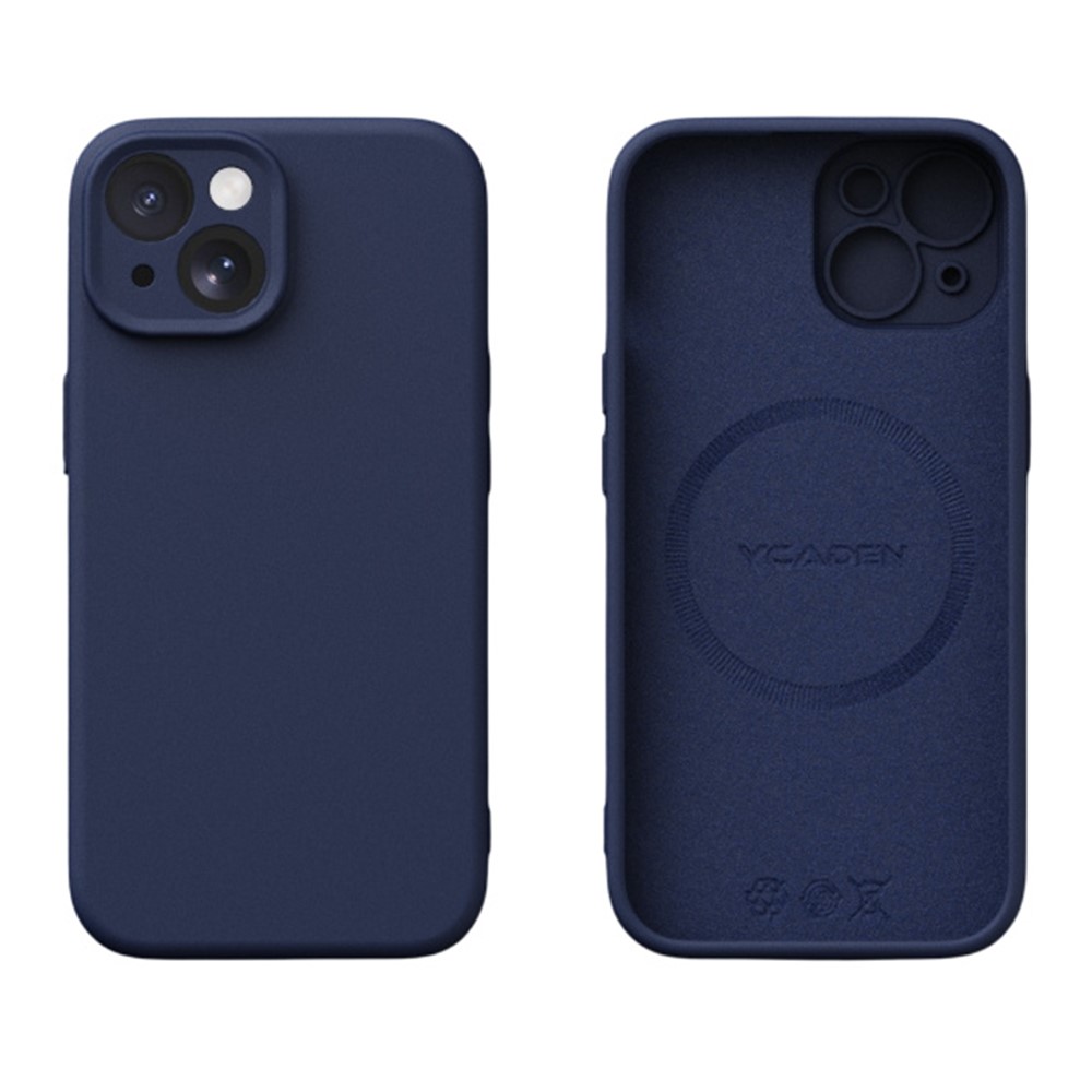 YCADEN For iPhone 15 Case Compatible with MagSafe Precise Cutouts TPU Phone Back Cover - Dark Blue