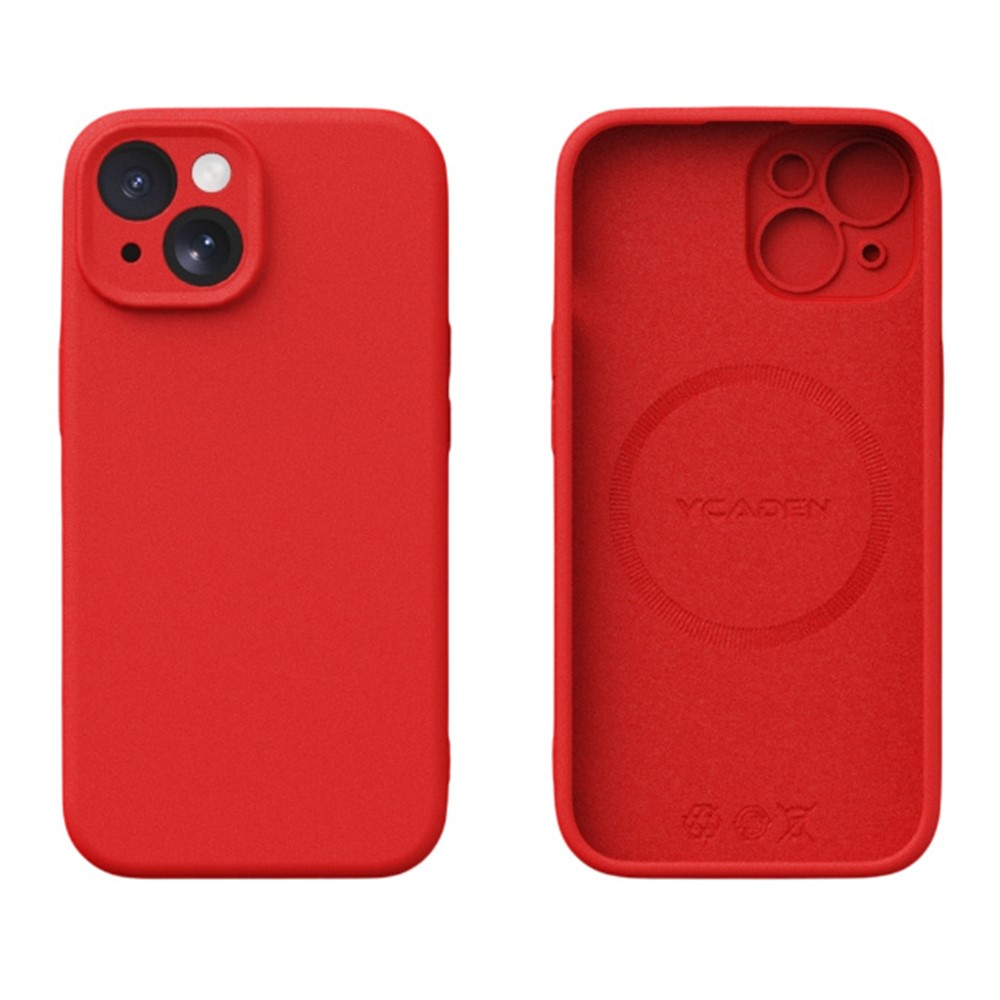 YCADEN For iPhone 15 Case Compatible with MagSafe Precise Cutouts TPU Phone Back Cover - Chinese Red