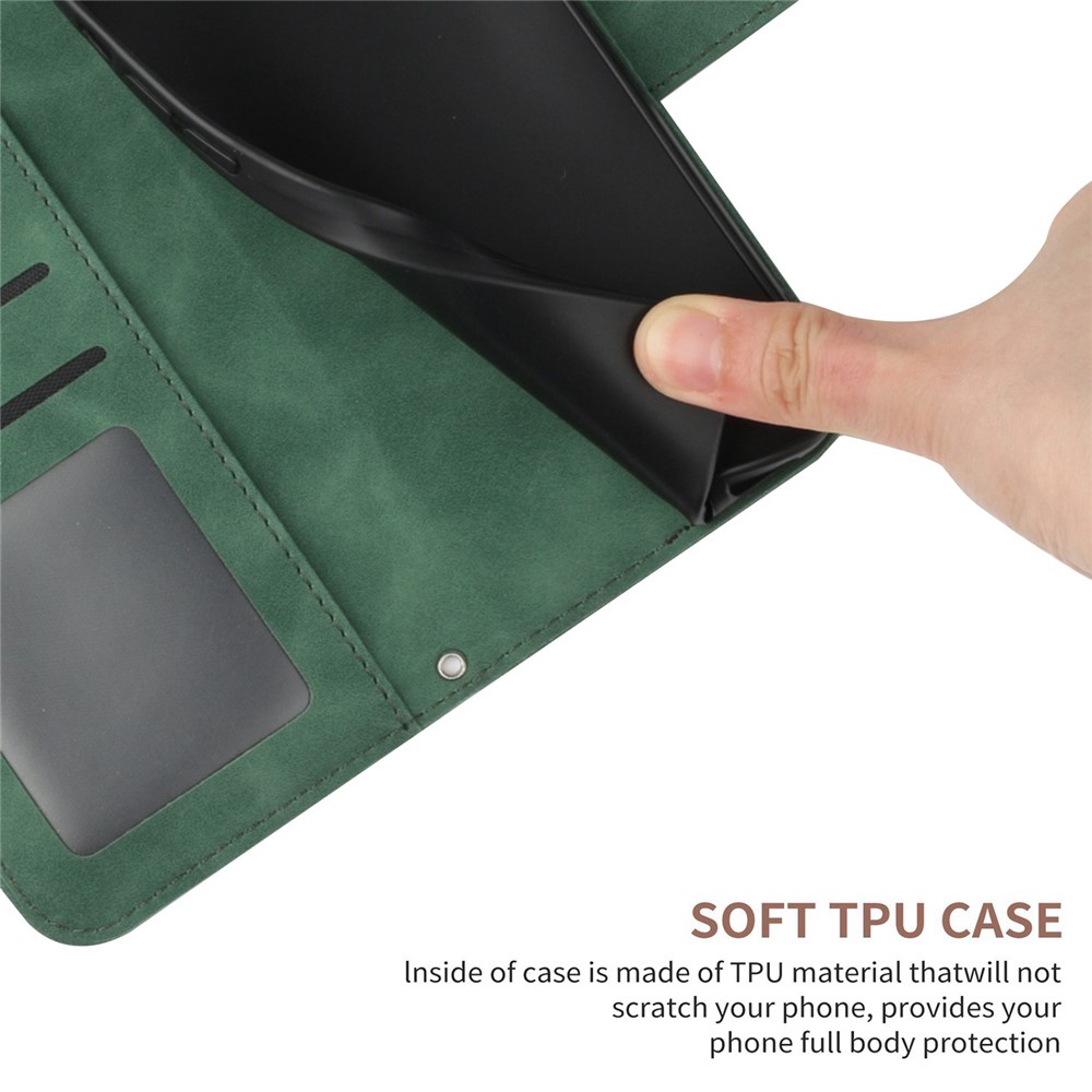 For Xiaomi Poco C40 4G HT04 Imprinted Sunflower PU Leather Flip Case Wallet Style Skin-Touch Shockproof Folio Stand Cover with Wrist Strap - Dark Green-7