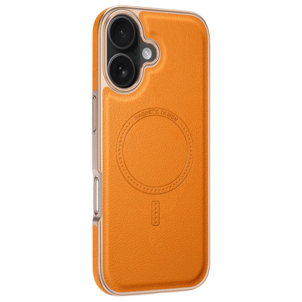For iPhone 17 Magnetic Case Electroplating Edge PU + TPU + PC Phone Cover - Orange