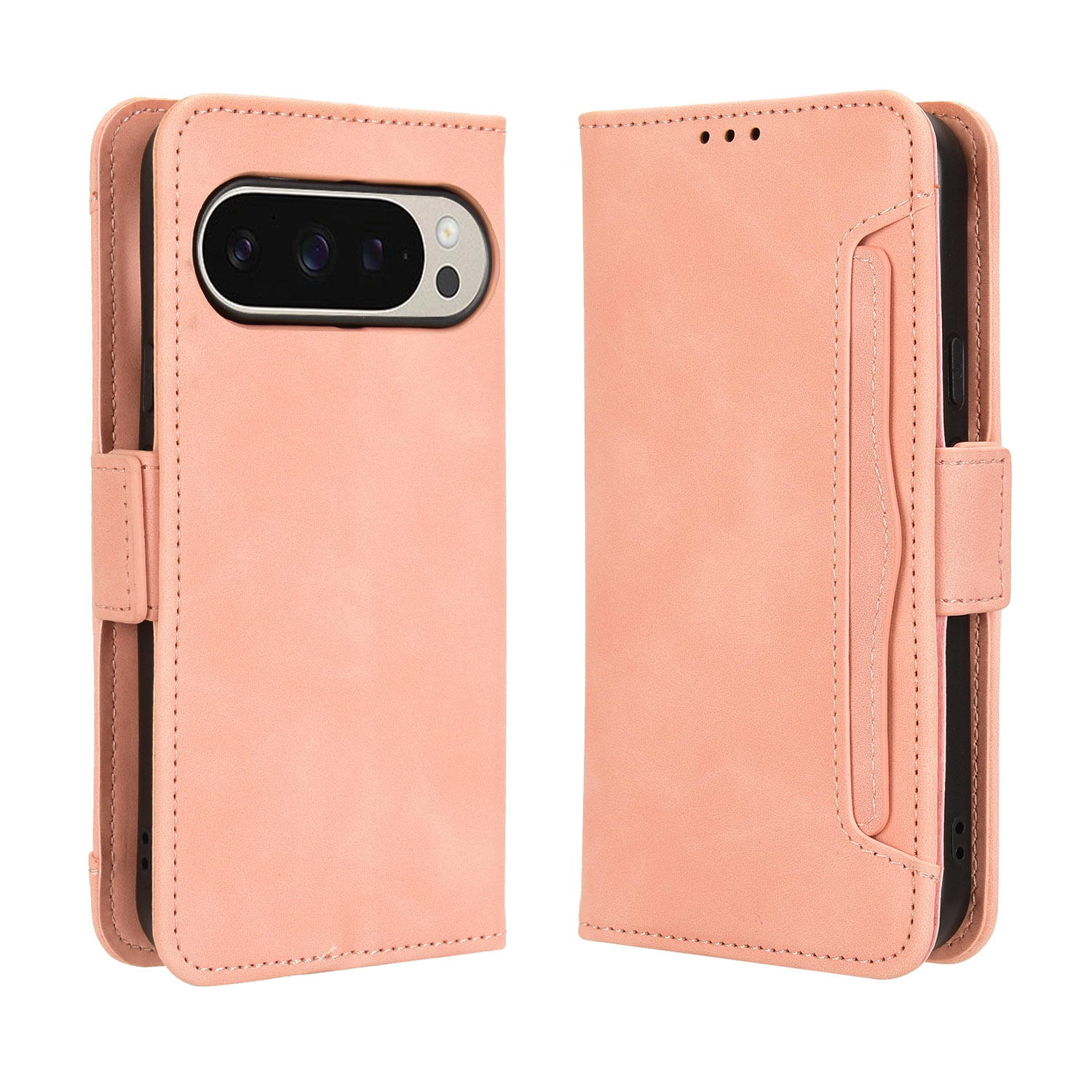 For Google Pixel 10 / Google Pixel 10 Pro Leather Case Phone Wallet Cover with Multiple Card Slots - Pink