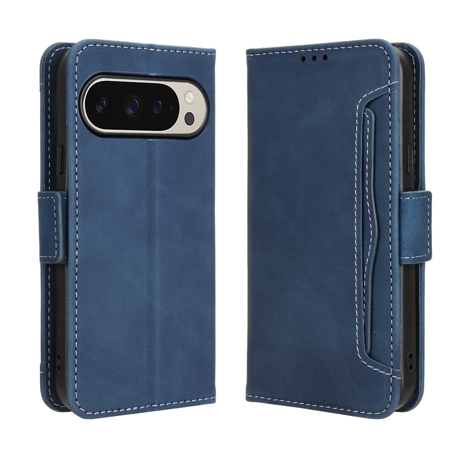 For Google Pixel 10 Pro XL Leather Case Phone Wallet Cover with Multiple Card Slots - Blue