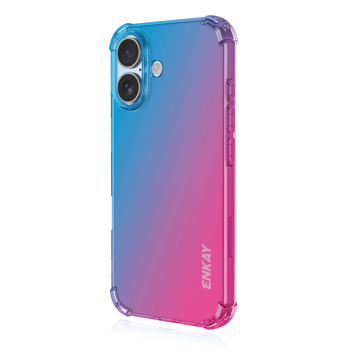 For iPhone 16 TPU Case ENKAY Thickened Four Corner Drop-proof Phone Back Cover - Blue / Pink