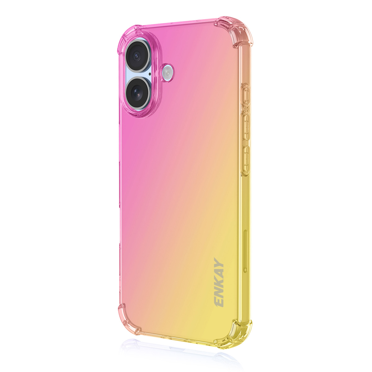 For iPhone 16 Plus TPU Case ENKAY Thickened Four Corner Drop-proof Phone Back Cover - Pink / Gold
