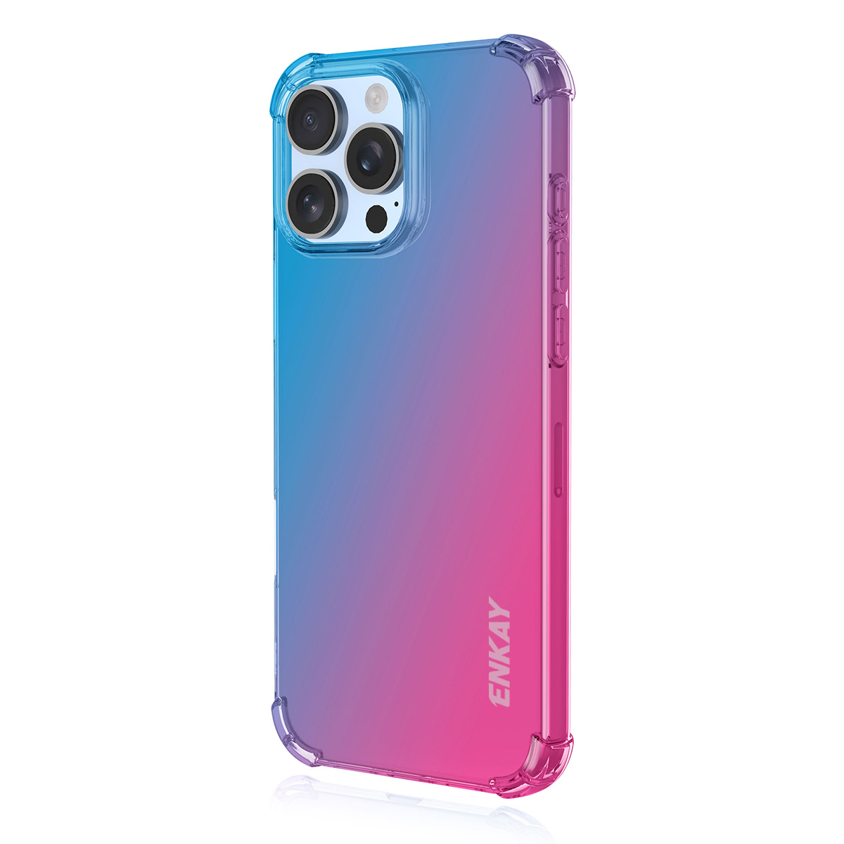 For iPhone 16 Pro Max TPU Case ENKAY Thickened Four Corner Drop-proof Phone Back Cover - Blue / Pink