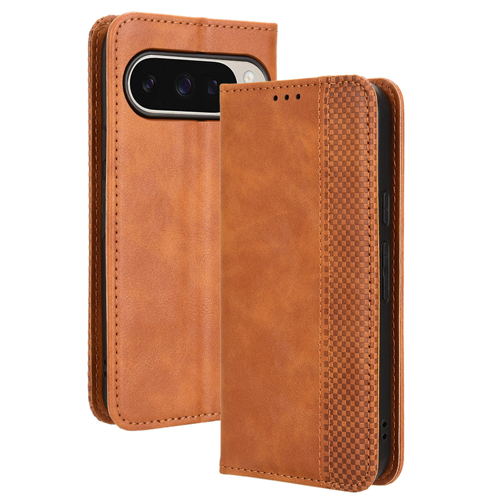 For Google Pixel 10 / Google Pixel 10 Pro Leather Case Wallet Stand Retro Texture Phone Cover - Brown