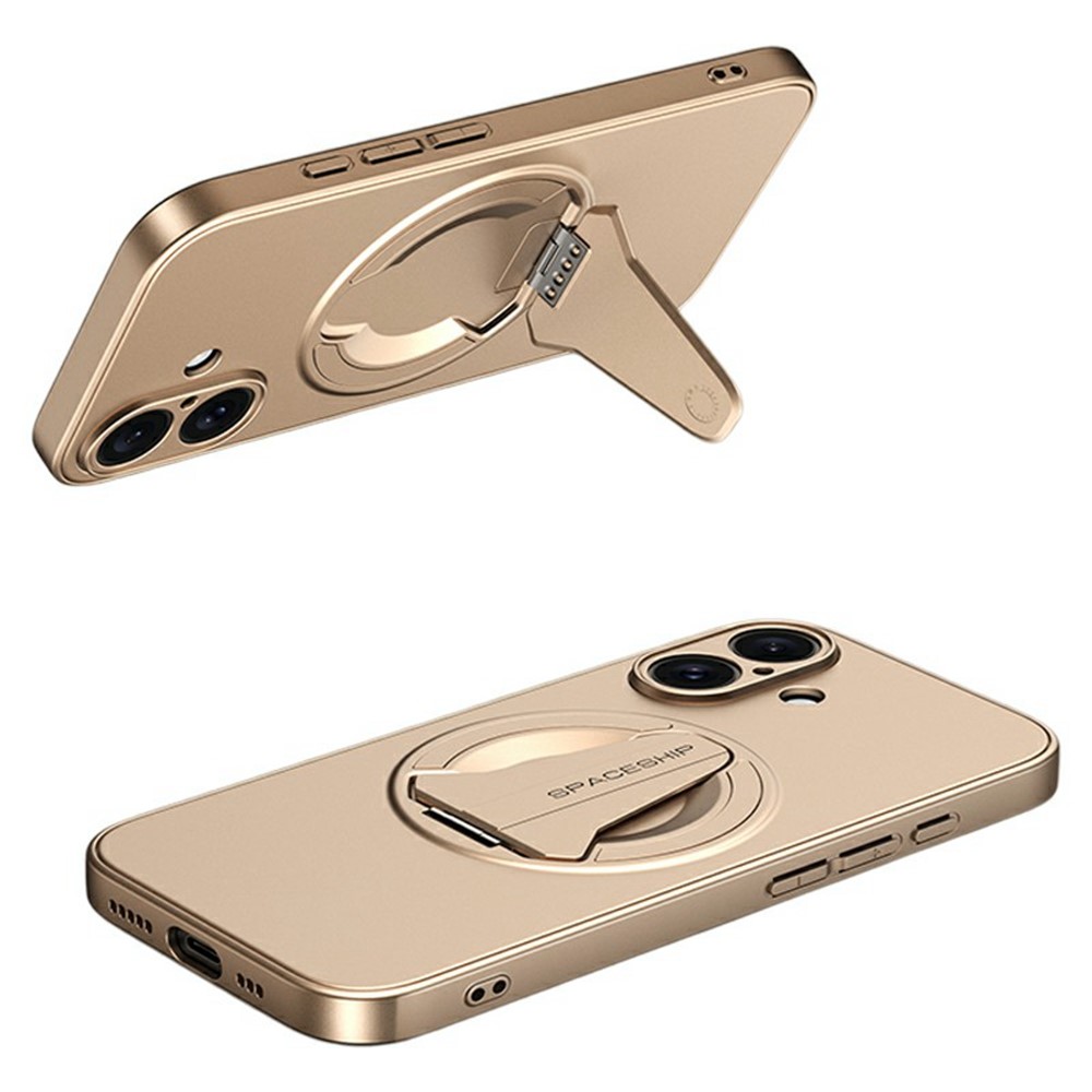 For iPhone 16 Case Compatible with MagSafe Hidden Kickstand Skin-Feel Matte PC TPU Phone Back Cover - Desert Gold