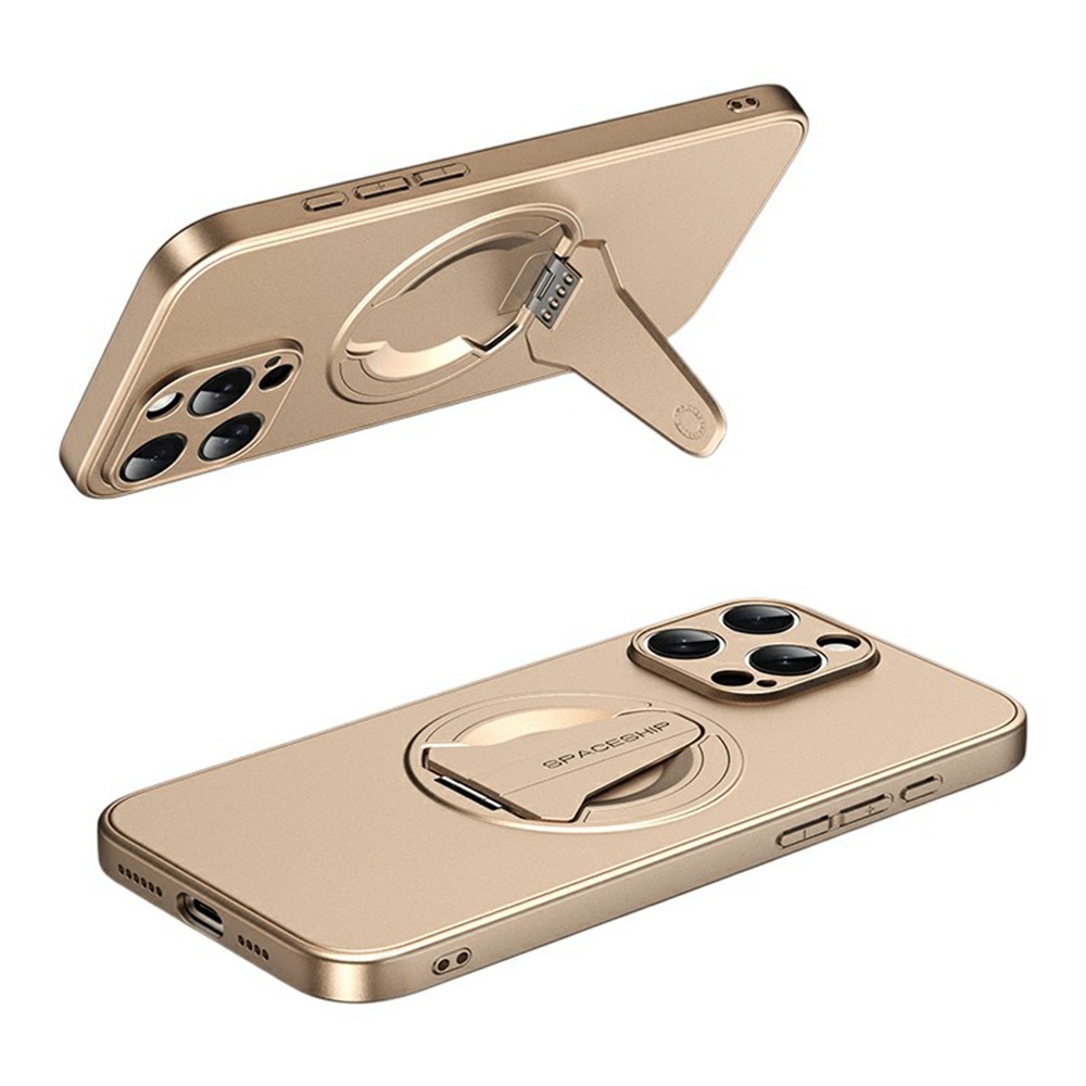 For iPhone 16 Pro Max Case Compatible with MagSafe Hidden Kickstand Skin-Feel Matte PC TPU Phone Back Cover - Desert Gold