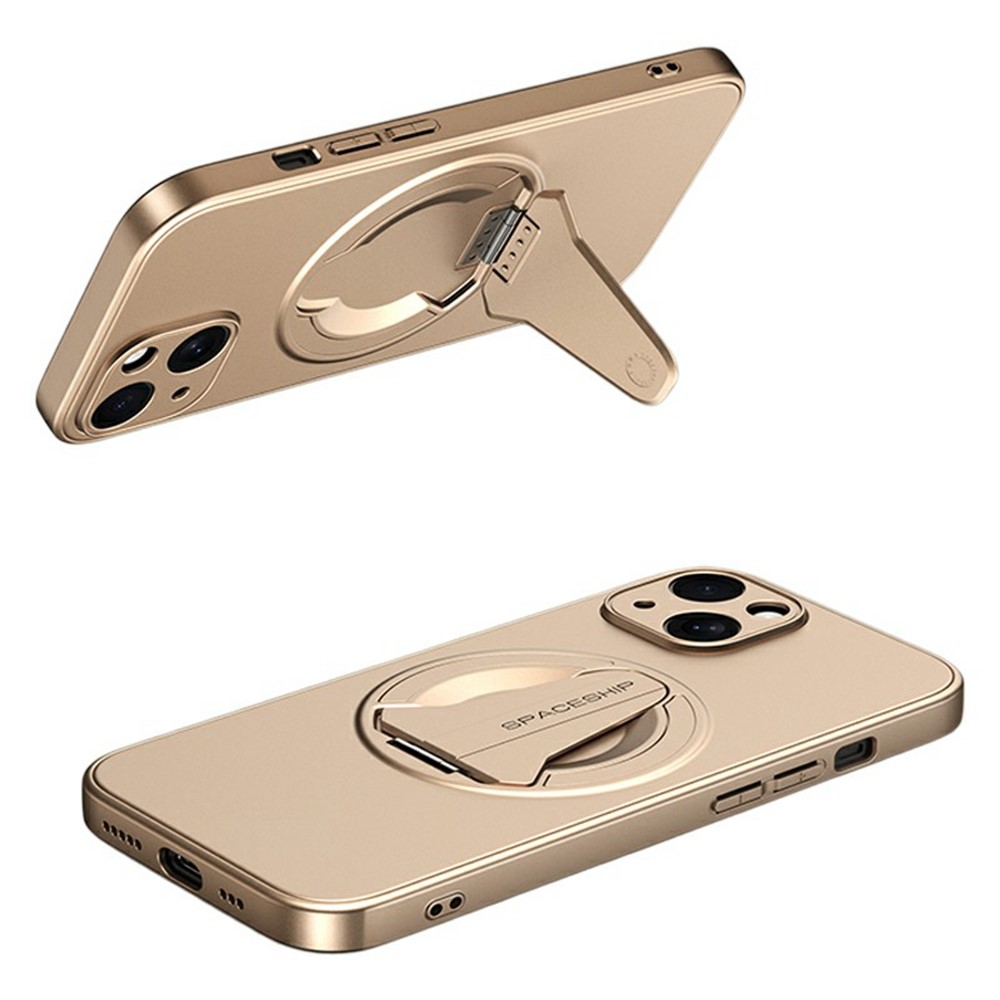 For iPhone 14 Case Compatible with MagSafe Hidden Kickstand Skin-Feel Matte PC TPU Phone Back Cover - Desert Gold