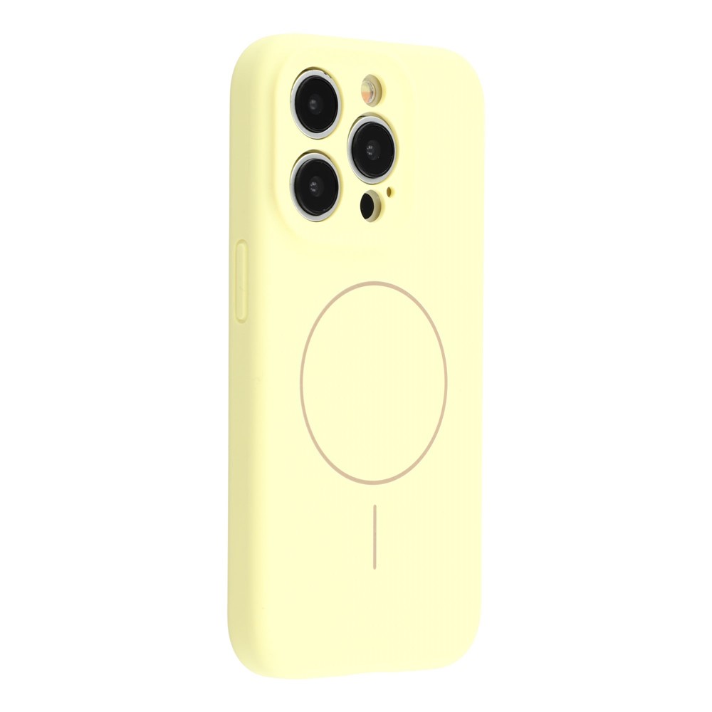 For iPhone 13 Pro Case Compatible with MagSafe Soft Skin-Touch Liquid Silicone + PC Phone Cover - Light Yellow