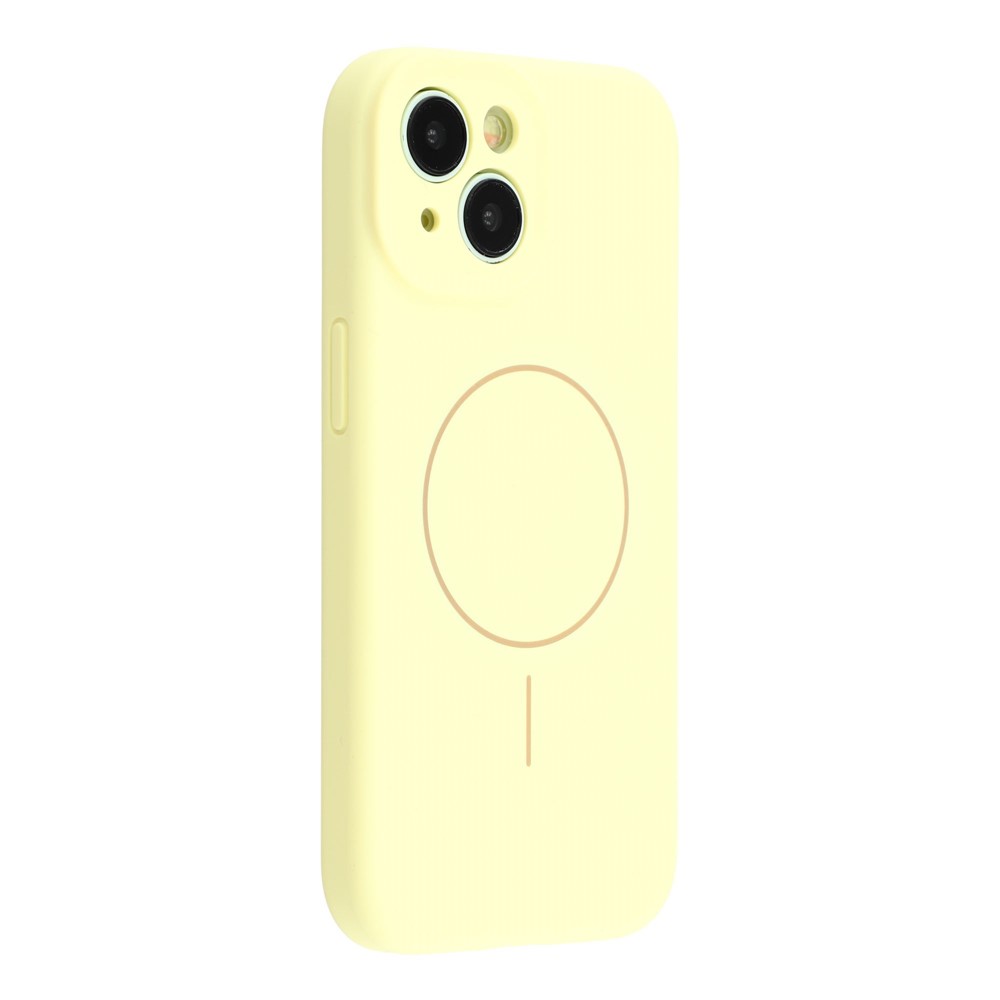 For iPhone 14 Case Compatible with MagSafe Soft Skin-Touch Liquid Silicone + PC Phone Cover - Light Yellow
