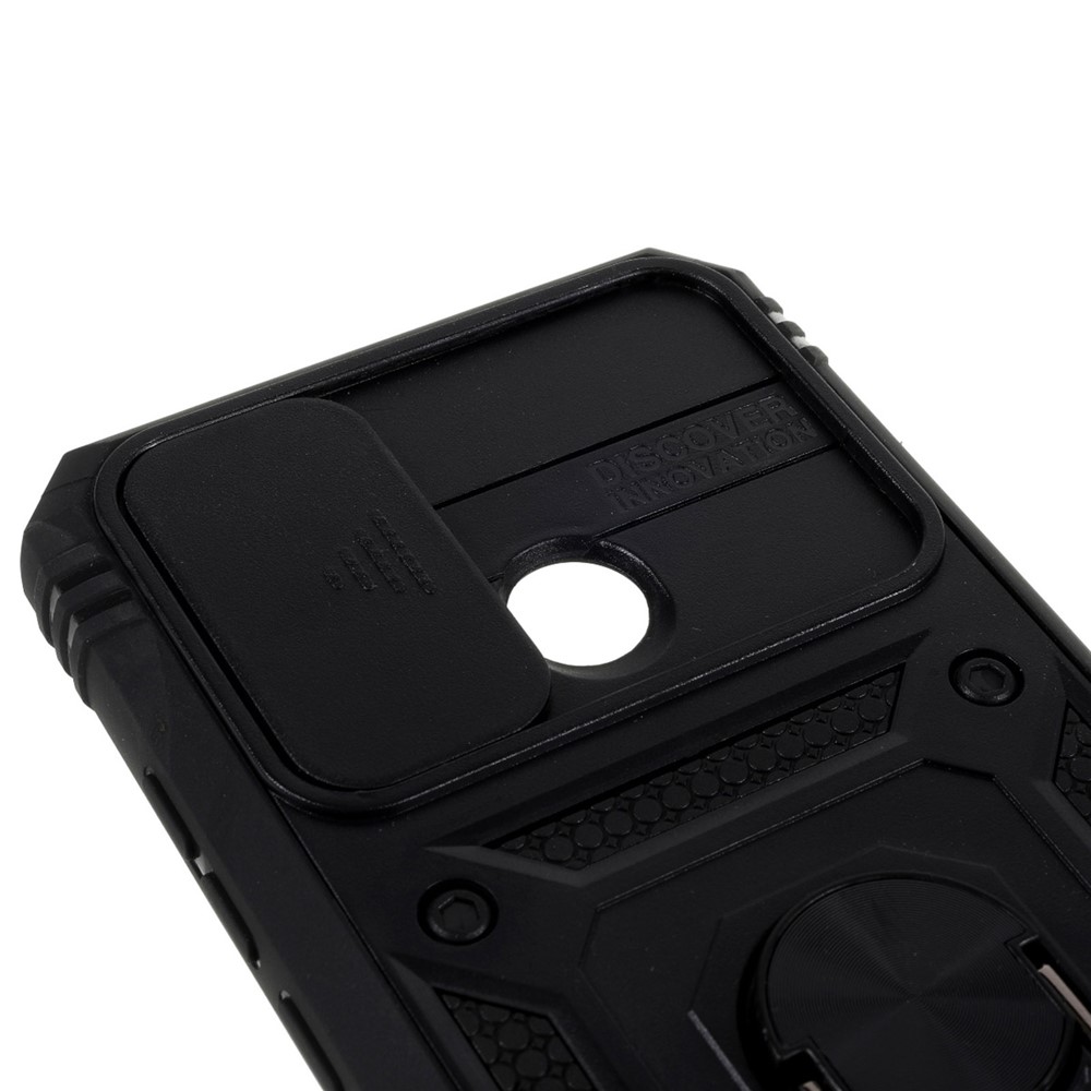 For Xiaomi Redmi 9C / 9C NFC / Redmi 10A Anti-fall Phone Case with Sliding Camera Lid Kickstand Design PC+TPU Protective Back Cover with Inner Card Holder - Black-6