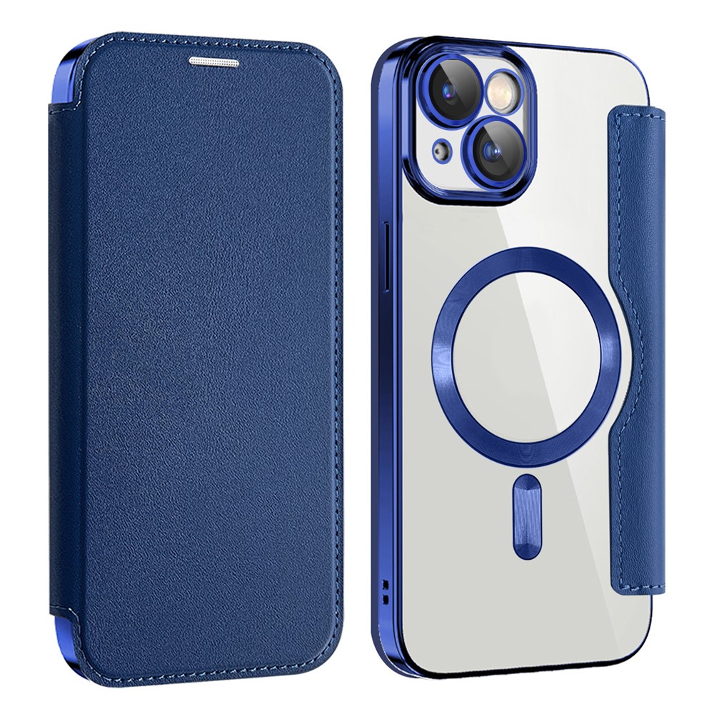 AMORUS For iPhone 15 Case Compatible with MagSafe RFID Blocking Card Holder Leather Phone Cover - Sapphire