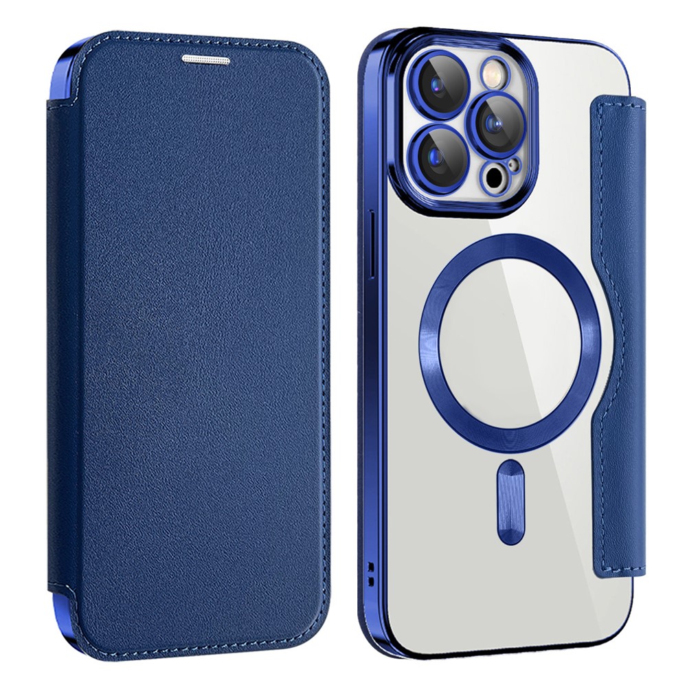 AMORUS For iPhone 15 Pro Max Case Compatible with MagSafe RFID Blocking Card Holder Leather Phone Cover - Sapphire