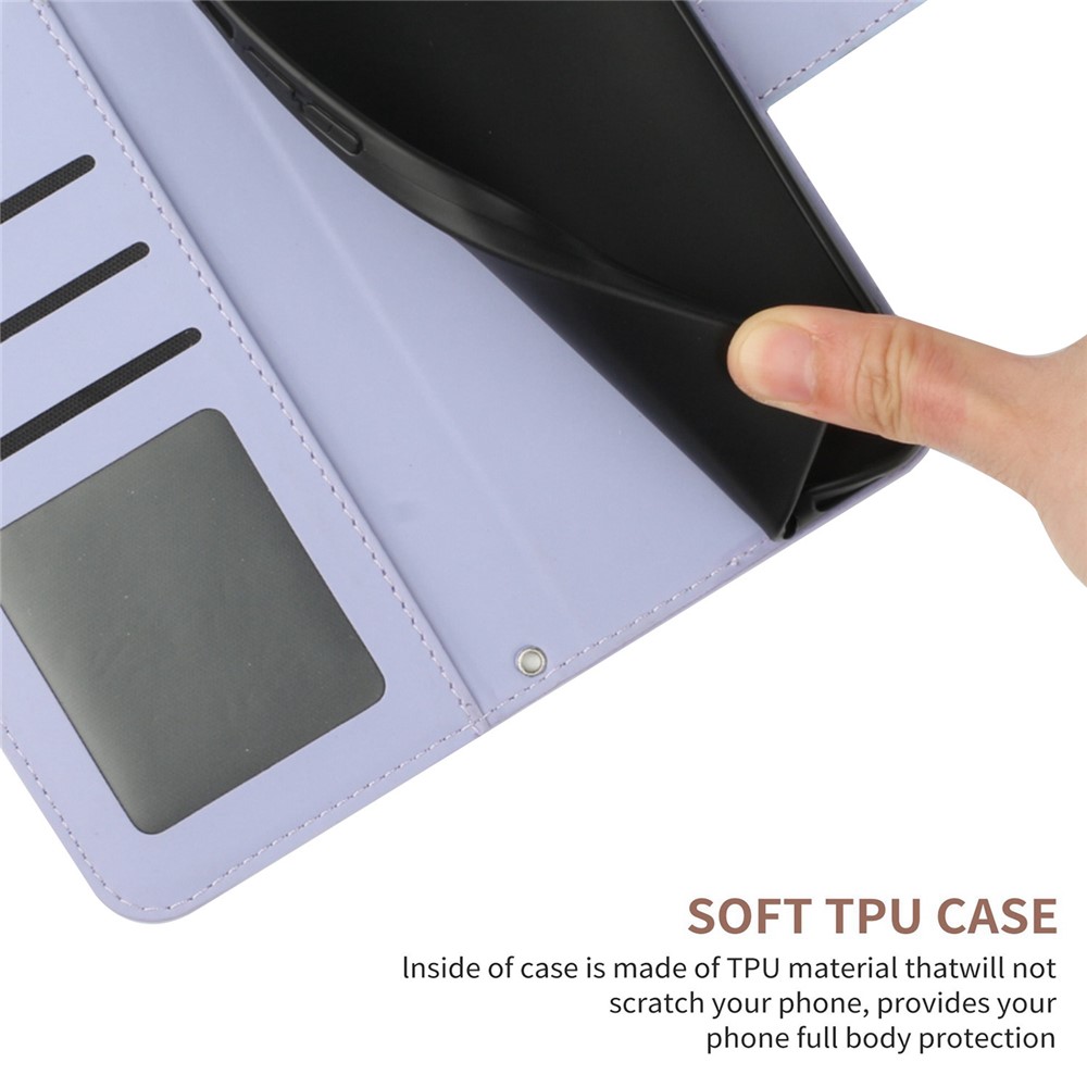 For Sony Xperia 10 IV 5G HT04 Sunflower Imprinted Skin-touch Wallet Stand PU Leather Cover Inner TPU Phone Case with Shoulder Strap - Light Purple-8
