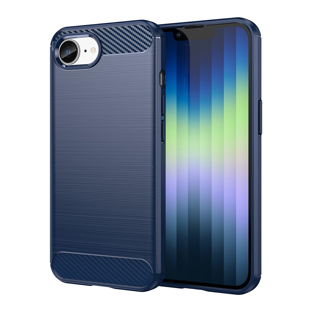 AMORUS For iPhone 16e Case Carbon Fiber Texture Brushed Protective Phone Cover - Blue