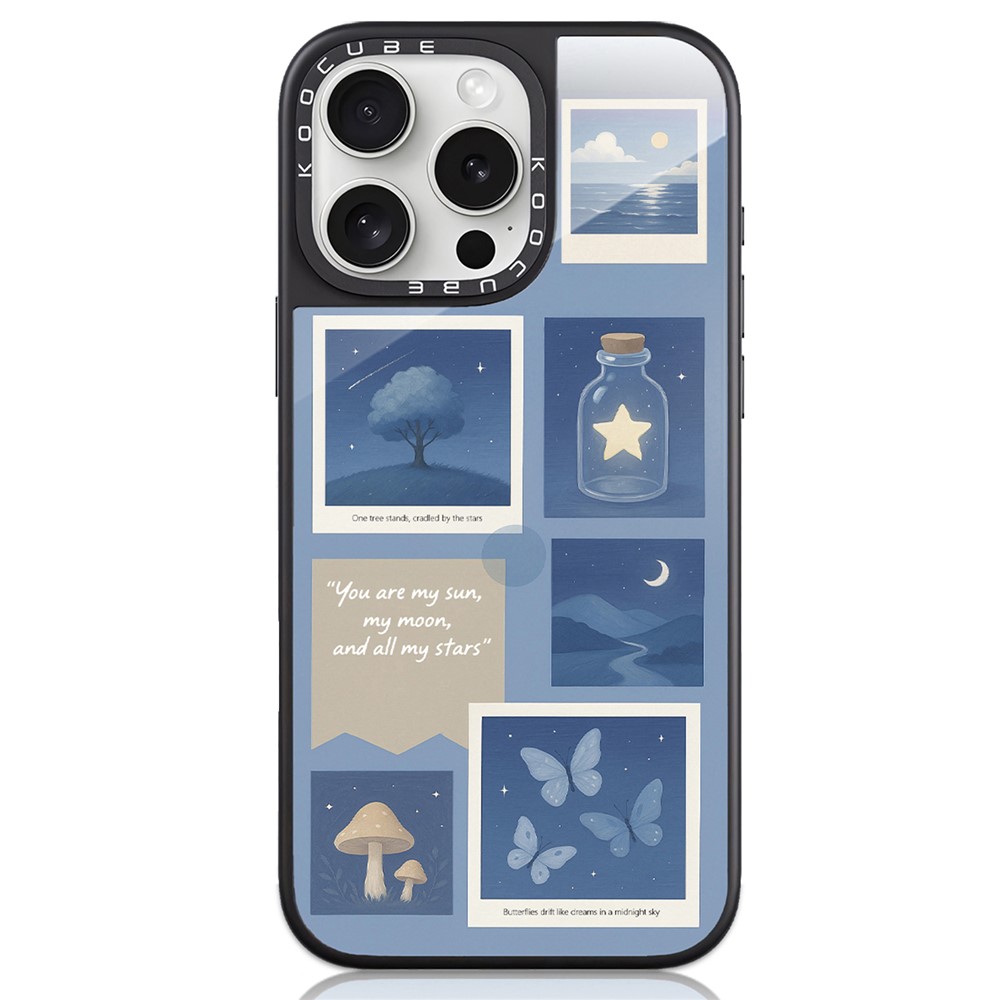 For iPhone 16 Pro Case High Aluminium-silicon Glass + PC + TPU Pattern Print Phone Cover Compatible with MagSafe  - Style C