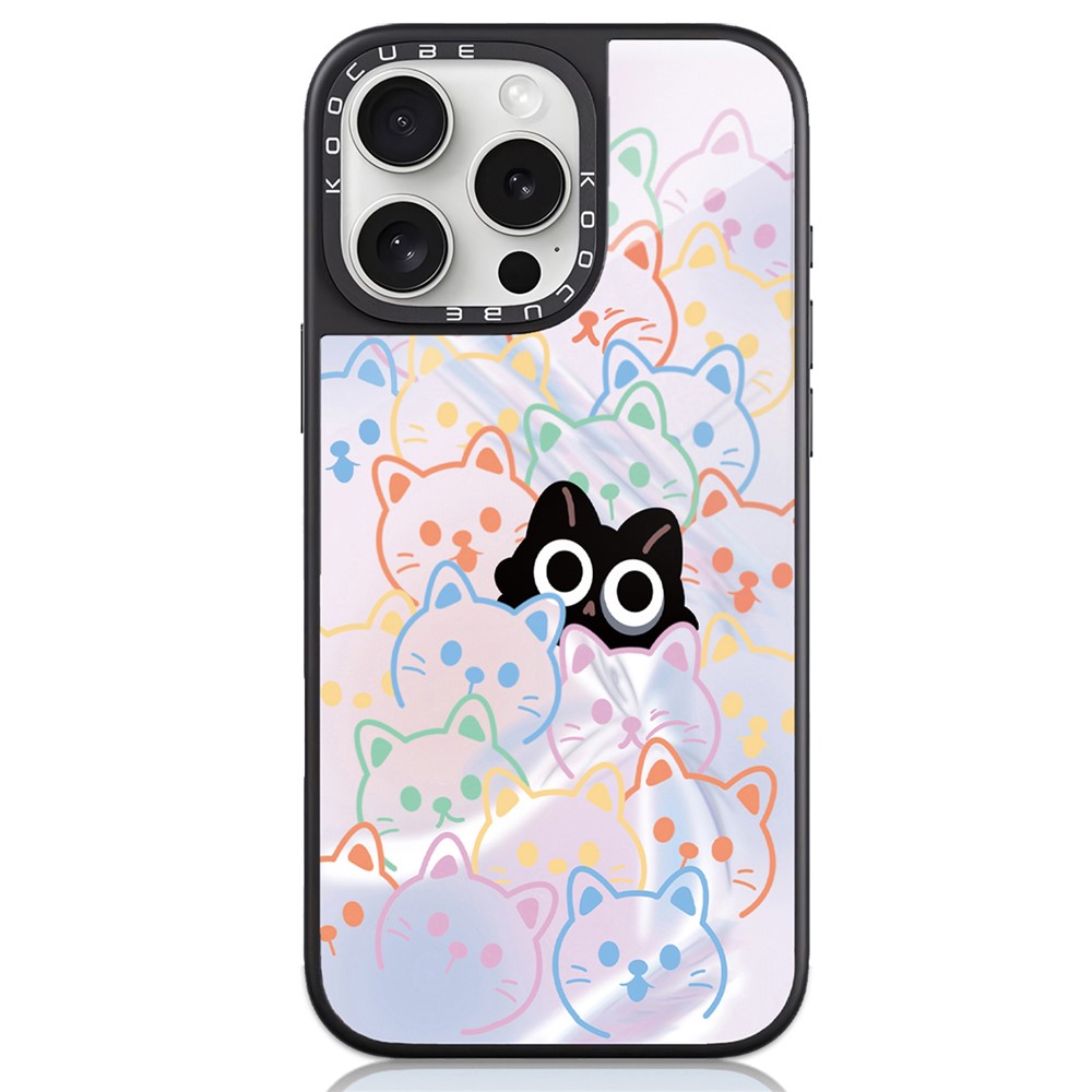 For iPhone 16 Pro Case High Aluminium-silicon Glass + PC + TPU Pattern Print Phone Cover Compatible with MagSafe  - Style D