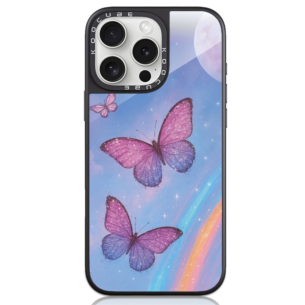 For iPhone 16 Pro Case High Aluminium-silicon Glass + PC + TPU Pattern Print Phone Cover Compatible with MagSafe - Style H