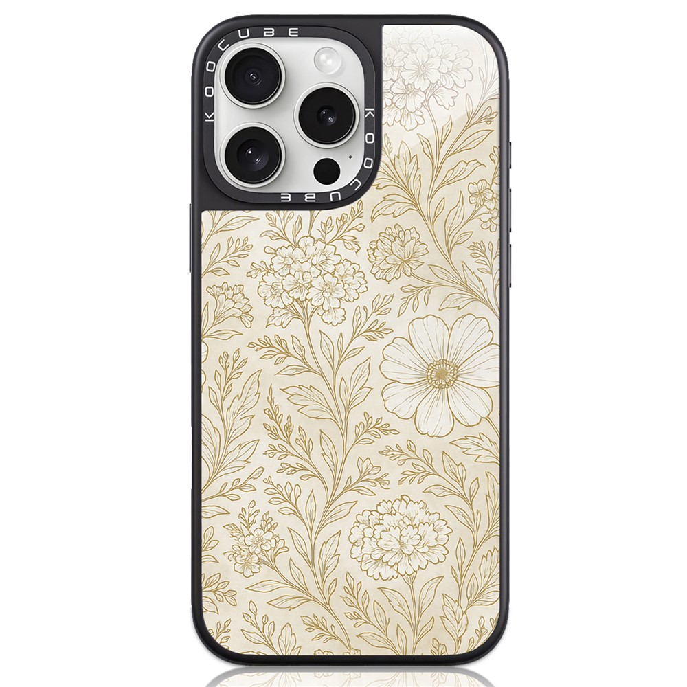 For iPhone 16 Pro Case High Aluminium-silicon Glass + PC + TPU Pattern Print Phone Cover Compatible with MagSafe - Style J