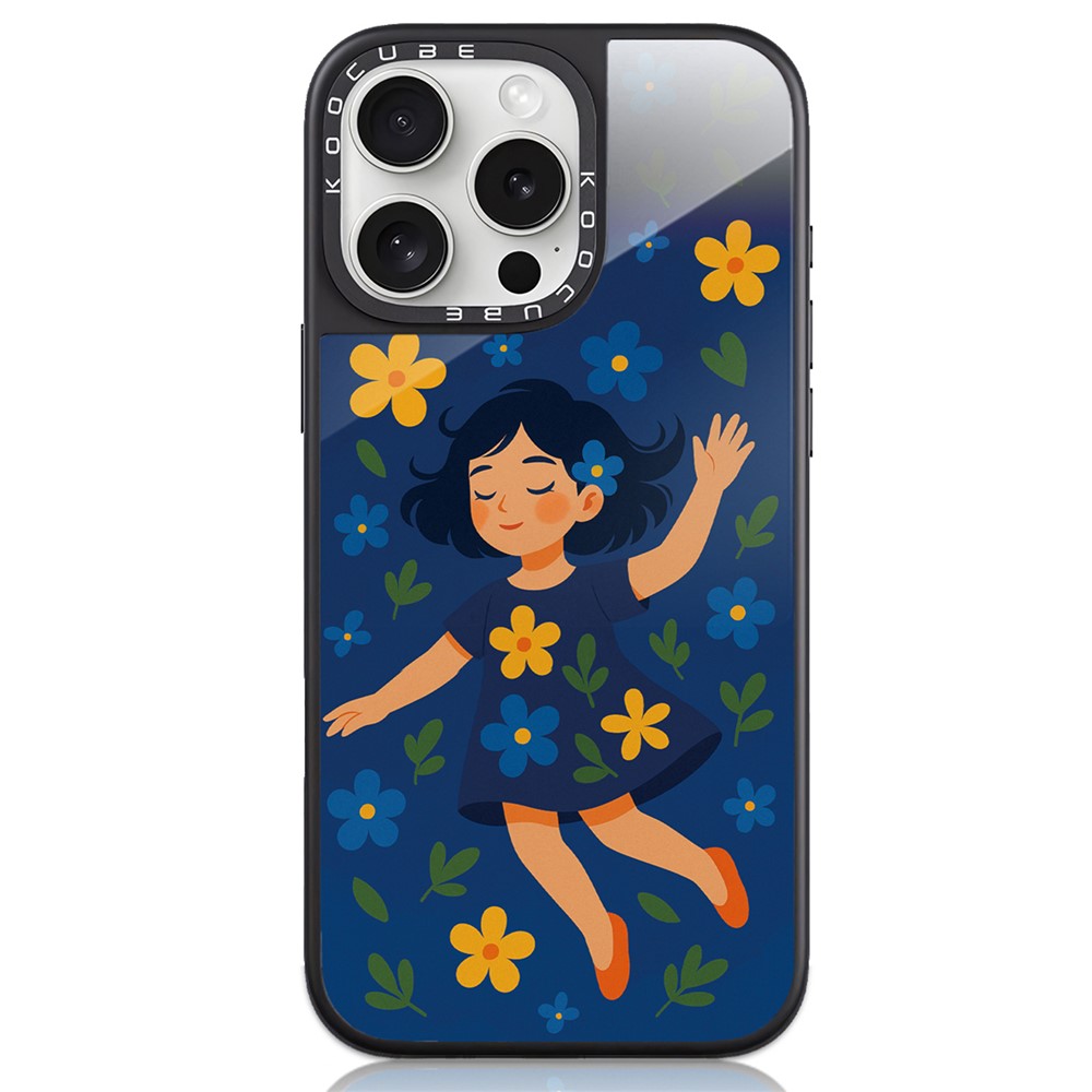 For iPhone 16 Pro Case High Aluminium-silicon Glass + PC + TPU Pattern Print Phone Cover Compatible with MagSafe - Style K