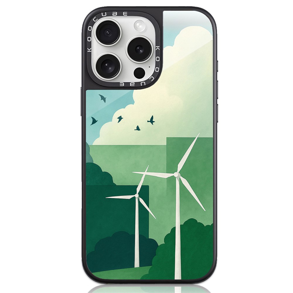 For iPhone 16 Pro Case High Aluminium-silicon Glass + PC + TPU Pattern Print Phone Cover Compatible with MagSafe - Style Q