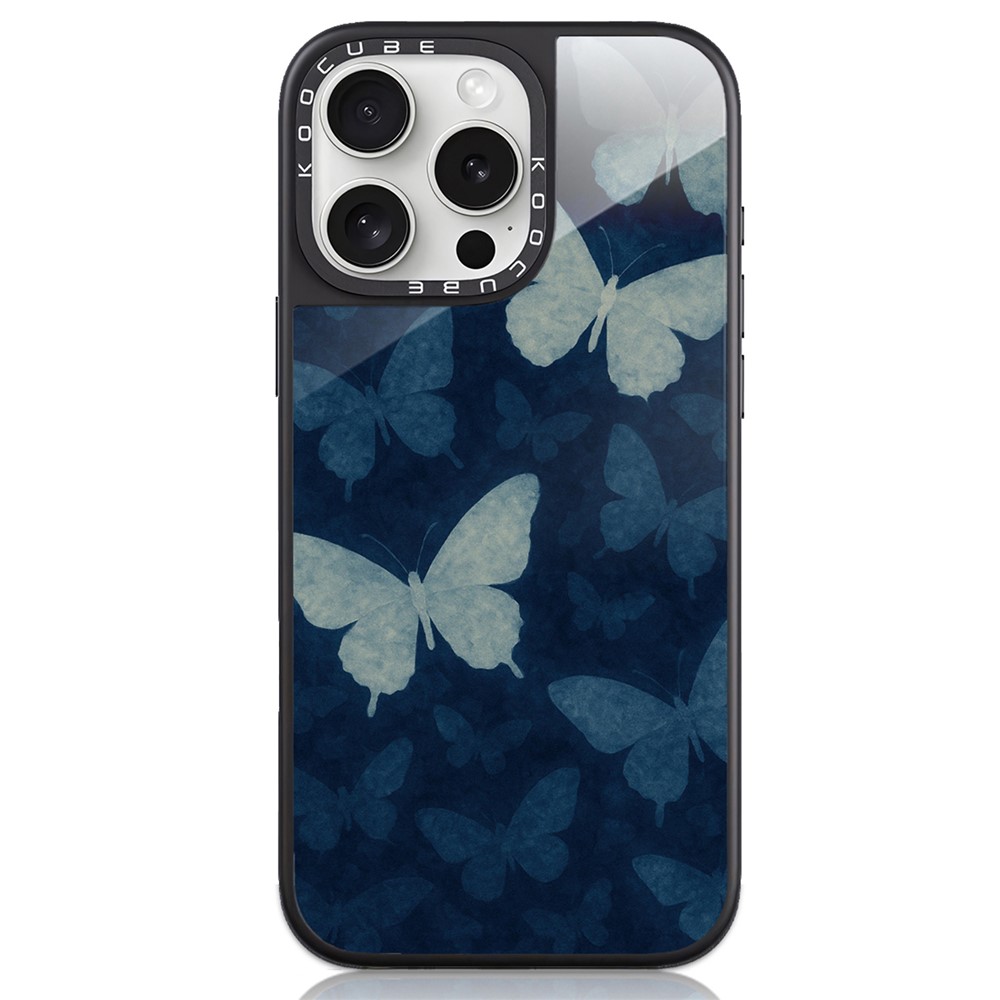 For iPhone 16 Pro Case High Aluminium-silicon Glass + PC + TPU Pattern Print Phone Cover Compatible with MagSafe - Style R