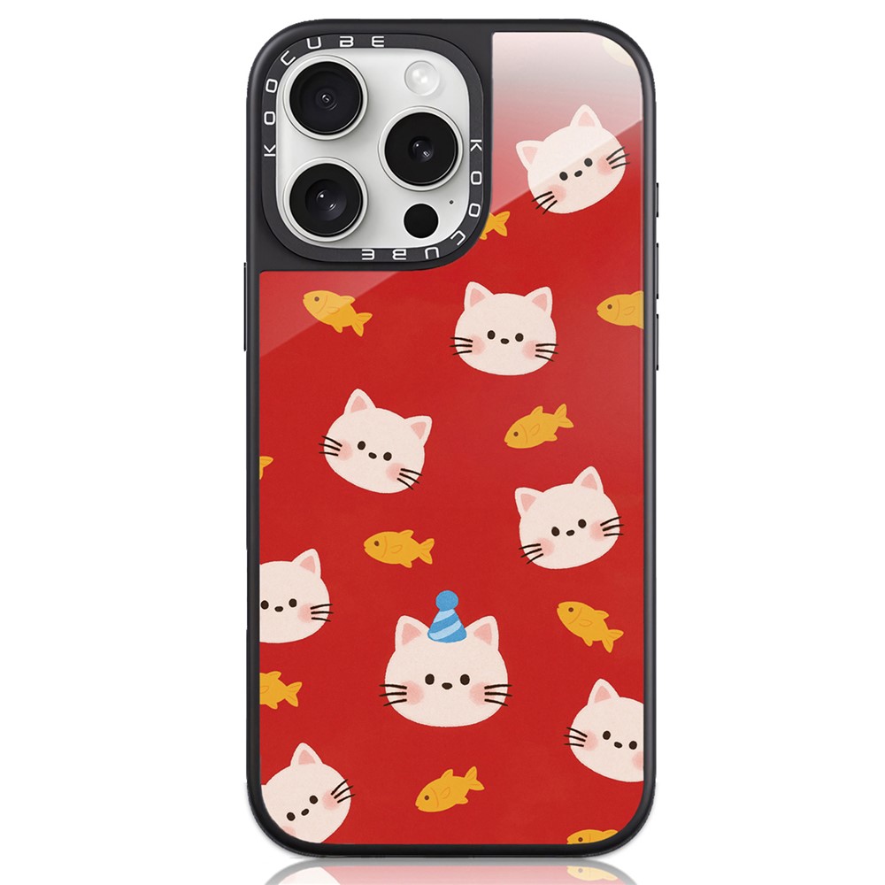 For iPhone 16 Pro Case High Aluminium-silicon Glass + PC + TPU Pattern Print Phone Cover Compatible with MagSafe - Style V