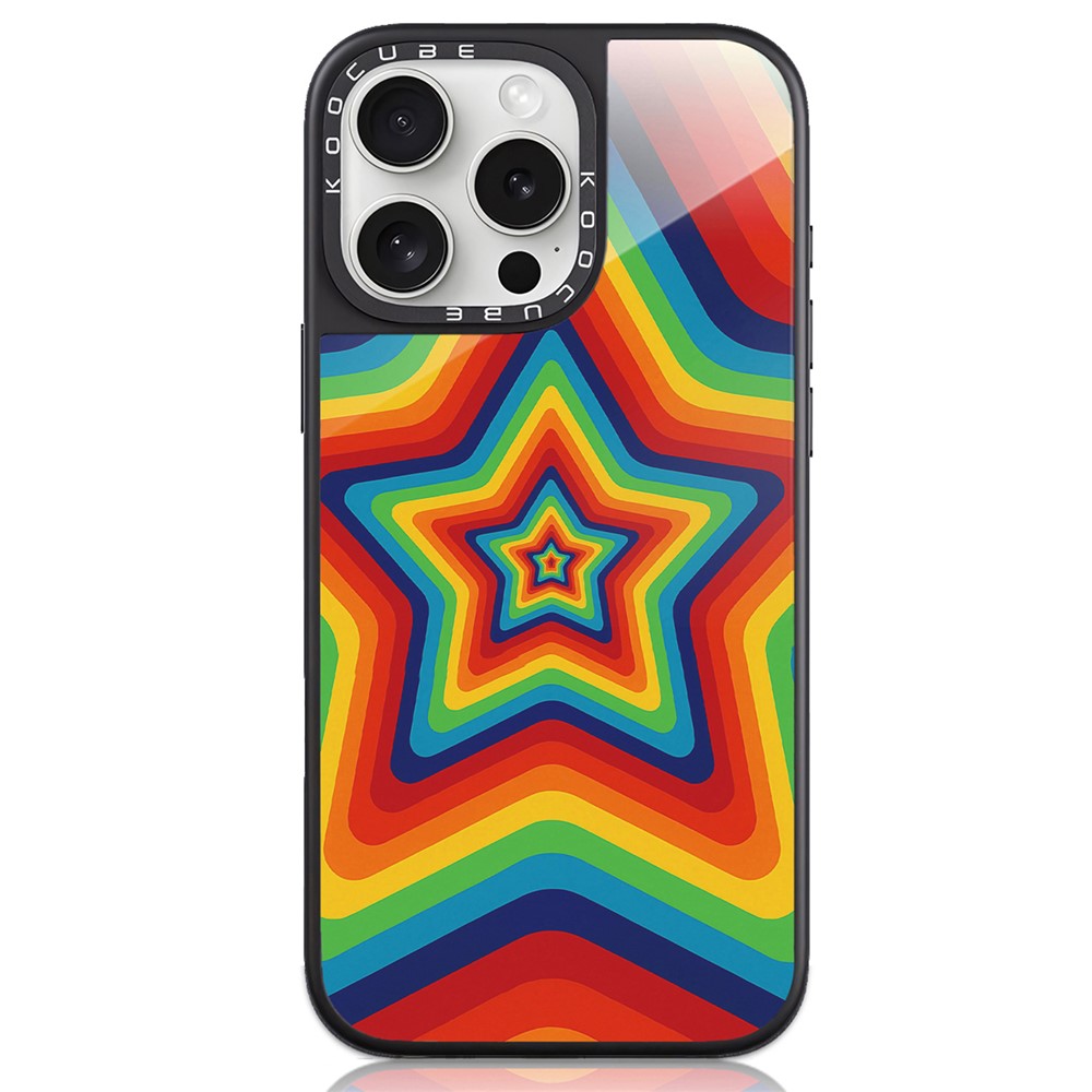 For iPhone 16 Pro Case High Aluminium-silicon Glass + PC + TPU Pattern Print Phone Cover Compatible with MagSafe - Style X