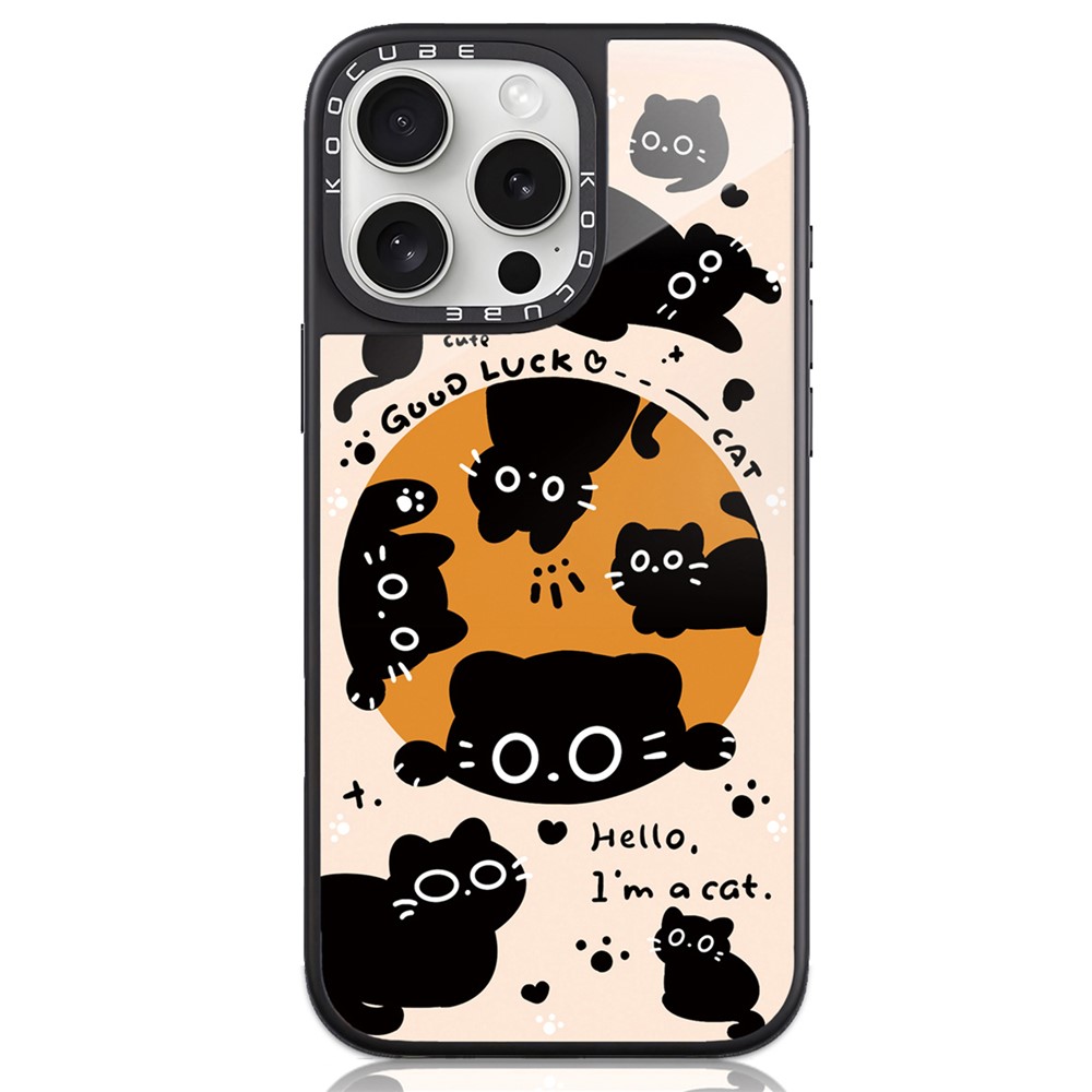 For iPhone 16 Pro Case High Aluminium-silicon Glass + PC + TPU Pattern Print Phone Cover Compatible with MagSafe - Style Y